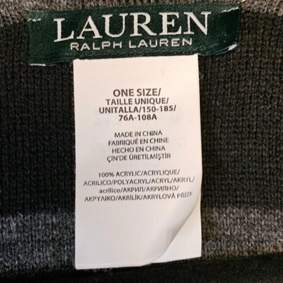 LAUREN RALPH LAUREN Jet Setter Reversible Knit Poncho Wrap Black Gray OS (EUC) - Picture 5 of 8